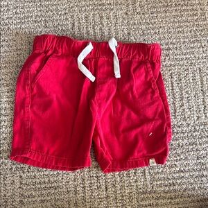 Vibrant Red Elastic Waist Summer Shorts